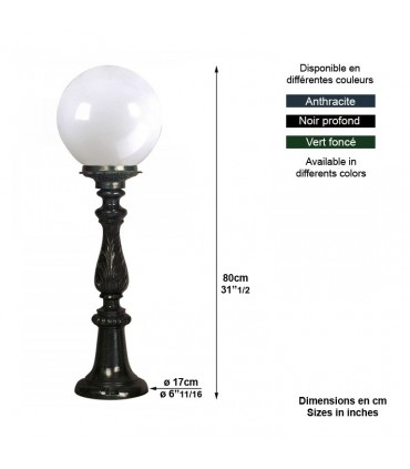 Luminaire globe R222 sur potelet 80cm