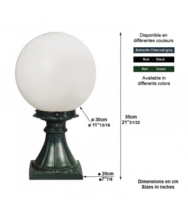 Luminaire globe R224 sur potelet 55cm
