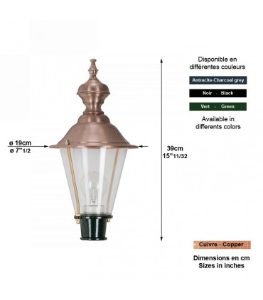 Lanterne rond M29 39cm sans pied