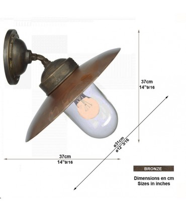 Luminaire incliné LANDES cuivre/bronze - H37cm