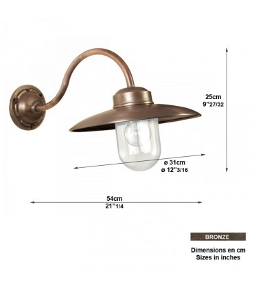 Luminaire mural LANDES cuivre/bronze - H25cm