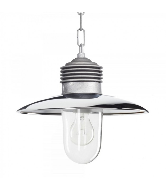 Suspension à chaine vintage AMPERE en aluminium et cuivre 30cm