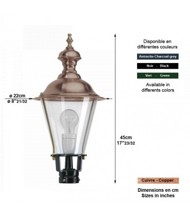 Lanterne rond K4B 45cm sans pied