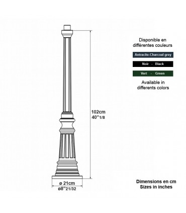 Potelet E86E pour luminaire - 102cm