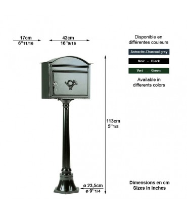 Boite aux lettres B7 sur pied 113cm