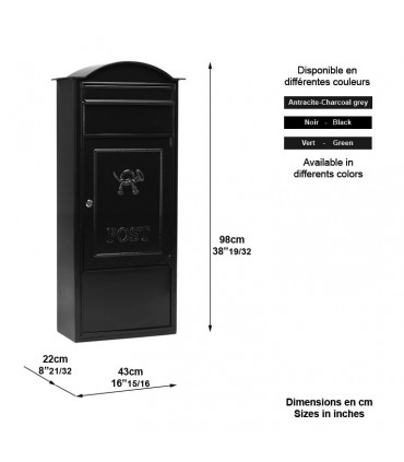 Boite aux lettres B24 sur pied 98cm
