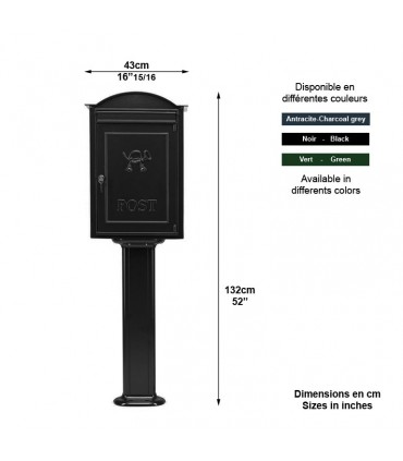 Boite aux lettres B20 sur pied 132cm