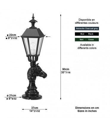 Luminaire Californie sur potelet cheval - 90cm