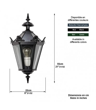 Luminaire mural OXFORD 11 à plaquer contre un mur 55cm