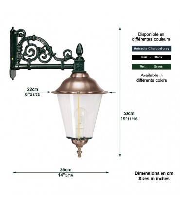 Luminaire mural DURGERDAM sous potence - 50cm 