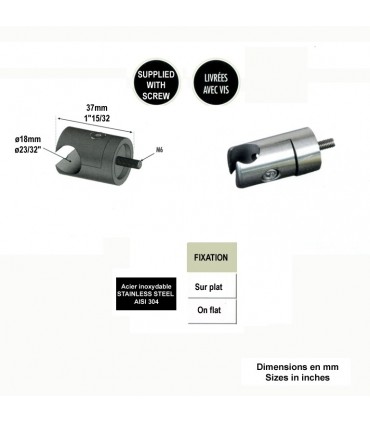 Pince à tôle / plat pour profil d'encadrement Ø18mm INOX304