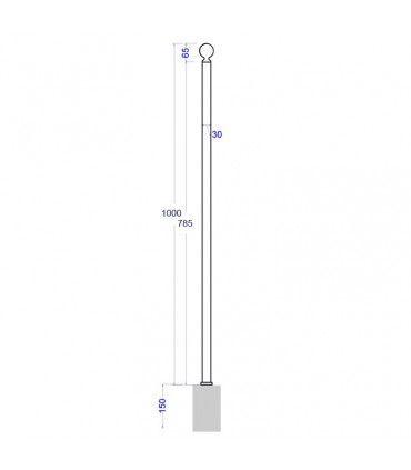 Poteau de cloture Linéar à fixer 1000mm