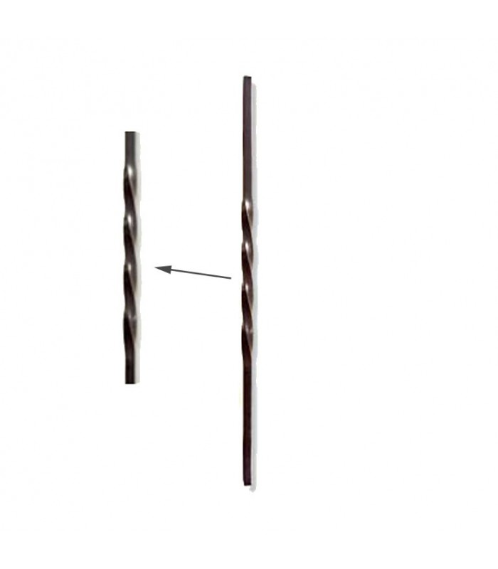 Balustres torsadés 600mm carré de 12x12mm pour grilles de défense