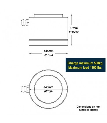 Pivot roulement bas Ø45mm 30x30mm