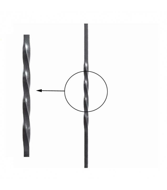 Balustres torsadés 470mm carré de 12x12mm pour grilles de défense