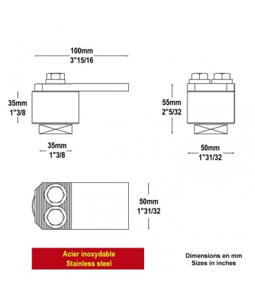 Pivot roulement haut INOX Ø45