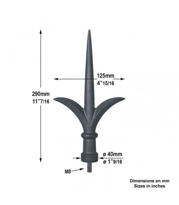 Pointe de lance en fonte 290mm