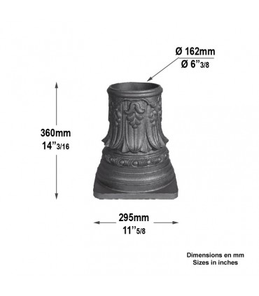 Embase en fonte pour tube acier ø 160mm extérieur