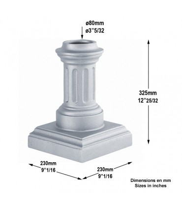 Base de poteau Ø80mm Hauteur 325mm