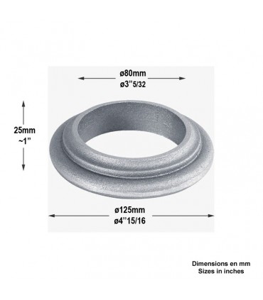 Bague aluminium pour tube lisse Ø80mm