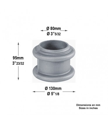 Rondelle décorative aluminium pour tube lisse Ø80mm