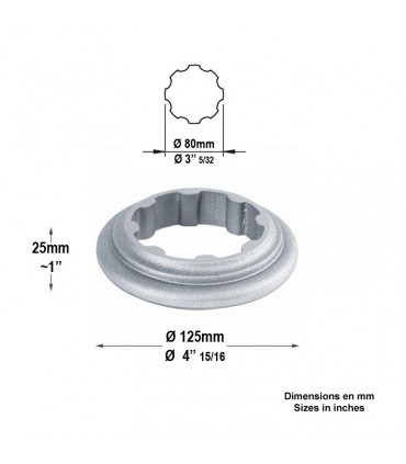 Bague aluminium pour tube cannelé Ø80mm