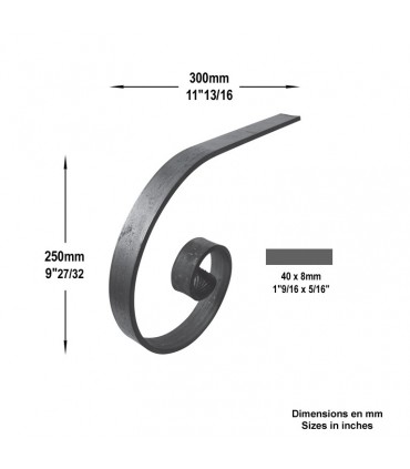 Crosse de main courante acier 40x8 250x300mm