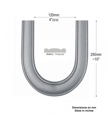 Coude 180° de main courante 40x8