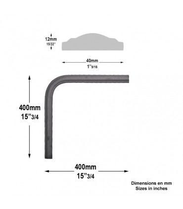 Crosse de main courante acier 40x12mm 400x400mm