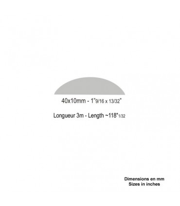 Main courante bombée 40x10mm longueur 3m