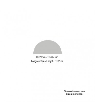 Main courante 1/2 rond 40x20mm longueur 3m