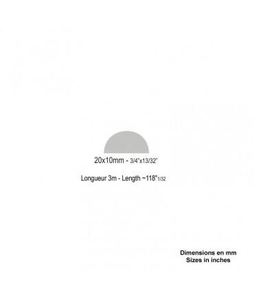 Main courante 1/2 rond 20x10mm longueur 3m