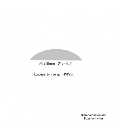 Main courante bombée 50x10mm longueur 3m