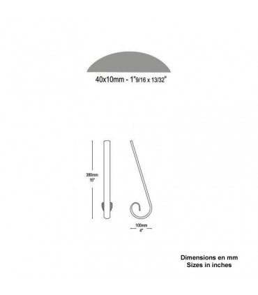 Crosse acier bombée 40x10mm
