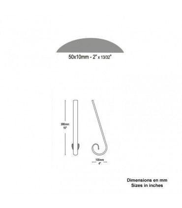 Crosse acier bombée 50x10mm