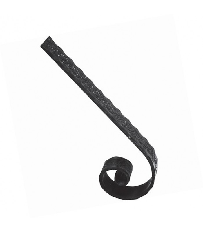 Crosse de départ 410x180mm plat de 40x8mm acier martelé scuplté