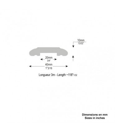 Main courante moulurée 40x10 3m