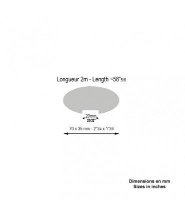 Main courante en hêtre ovale 70x35mm longueur 2m