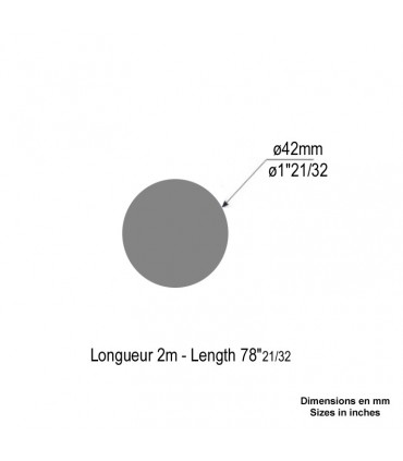 Main courante bois hêtre Ø42mm longueur 2m