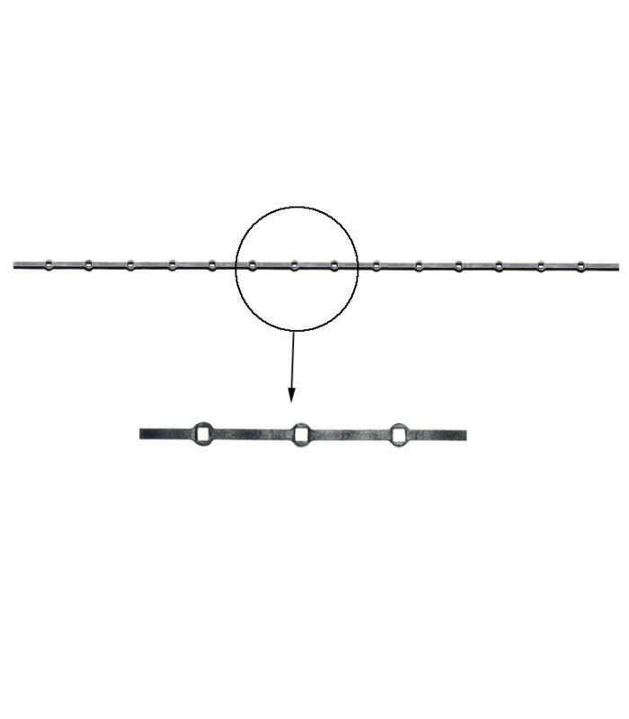 Barres 14x14mm 14 trous renflés 12x12mm carrés pour clotures et grilles de défense