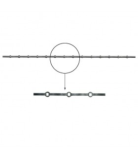 Barre trous renflés 14x14mm percée de 14 trous pour barres carré 14x14mm droits
