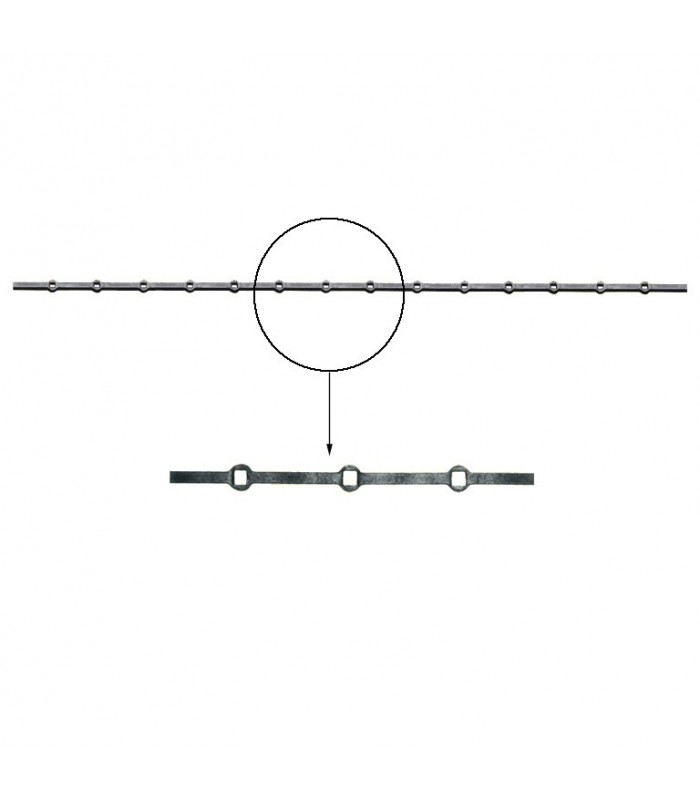 Barres 14x14mm 14 trous renflés 14x14mm carrés pour clotures et grilles de défense