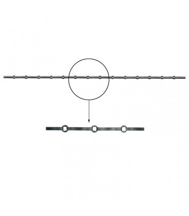 Barre trous renflés 14x14mm percée de 14 trous pour barres carré 14x14mm droits