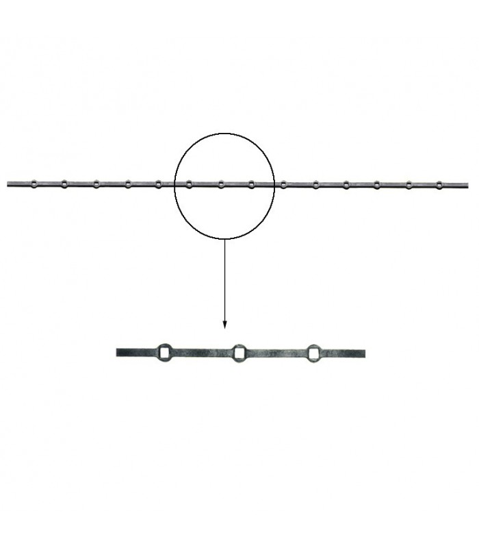 Barres 16x16mm 14 trous renflés 16x16mm carrés pour clotures et grilles de défenses