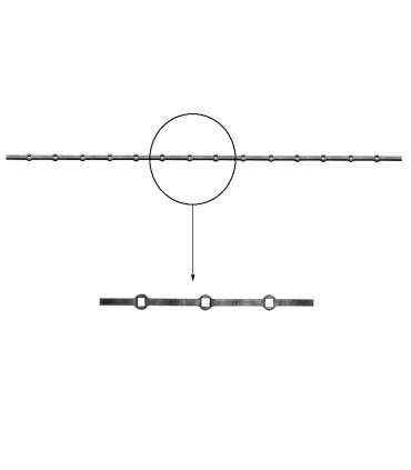 Barre trous renflés 16x16 percée de 14 trous pour carré 16x16 droits