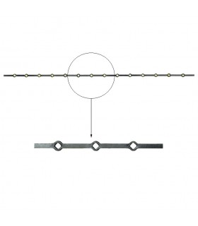 Barre trous renflés 16x16mm percée de 14 trous losange pour carré 16x16mm - longueur 2m