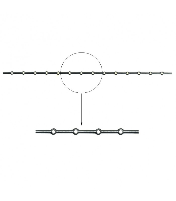 Barre 16x16mm losange 14 trous 16x16mm renflés losange pour clotures et grilles de défenses