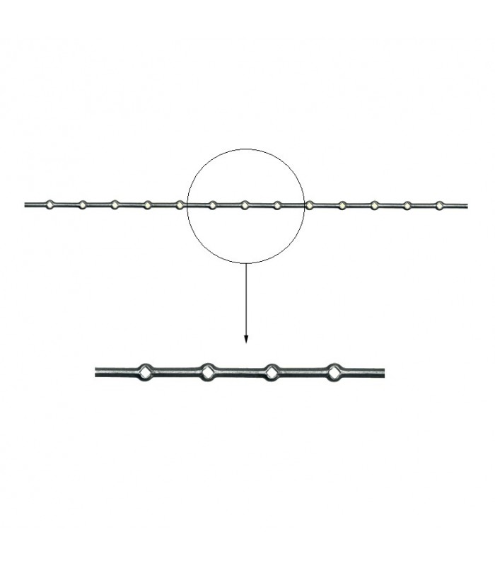 Barre 20x20mm losange 13 trous 20x20mm renflés losange pour clotures et grilles de défenses
