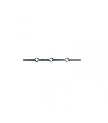 Barre 0,5m carrée 14x14mm percée de 3 trous renflés losange pour barres de 14x14mm