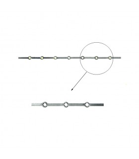 Barre 0,9m carrée 14x14mm percée de 6 trous renflés losange pour barres de 14x14mm